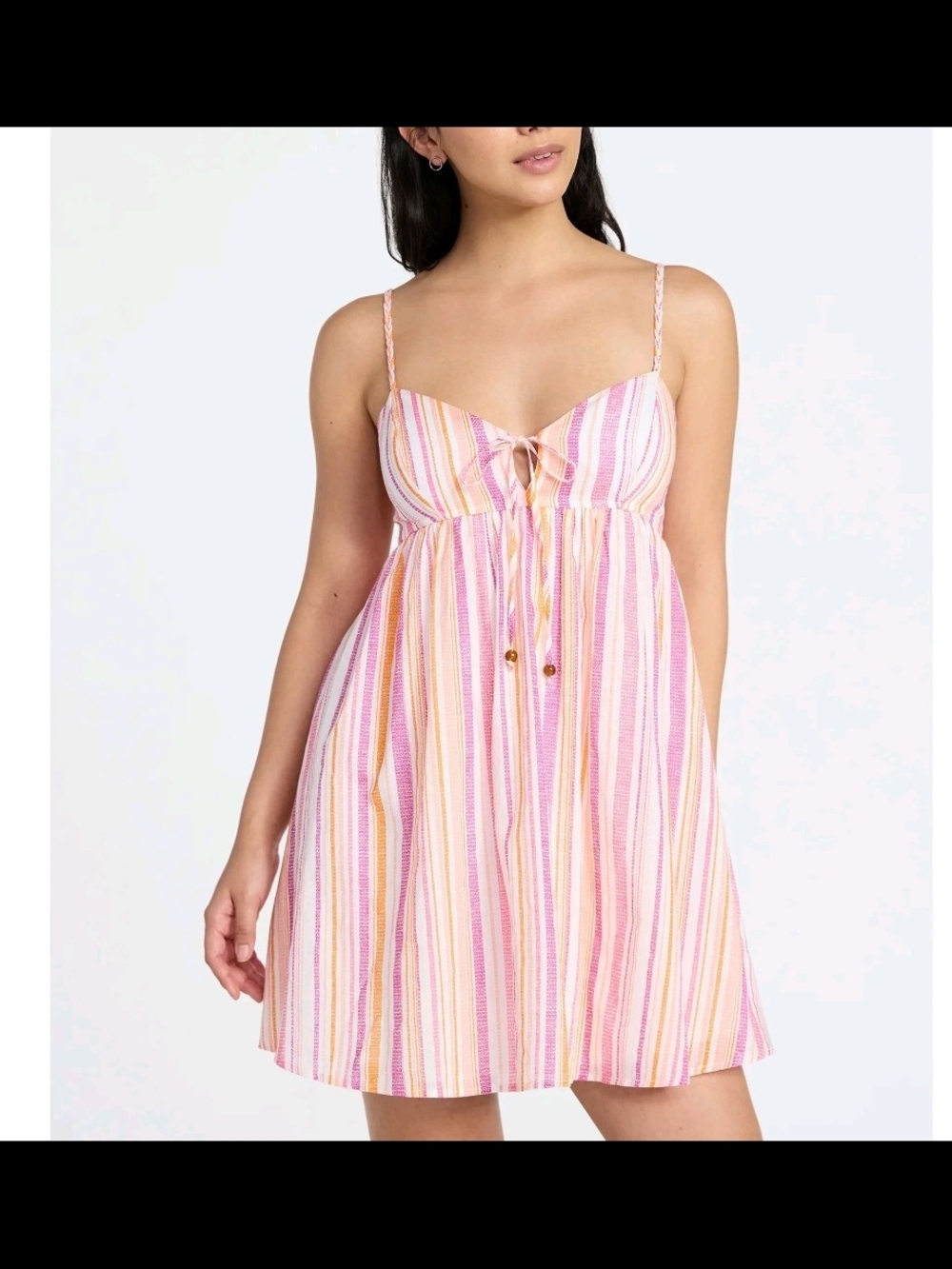 NWT No Boundaries Striped Cami Mini Dress Pink Orange Stripe Size XXS 00 XS 0 2
